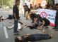 Lie Down Action at Parliament Street, New Delhi, depicting cluster munition victims on Global Day of Action to Ban Cluster Bombs, October 2008
